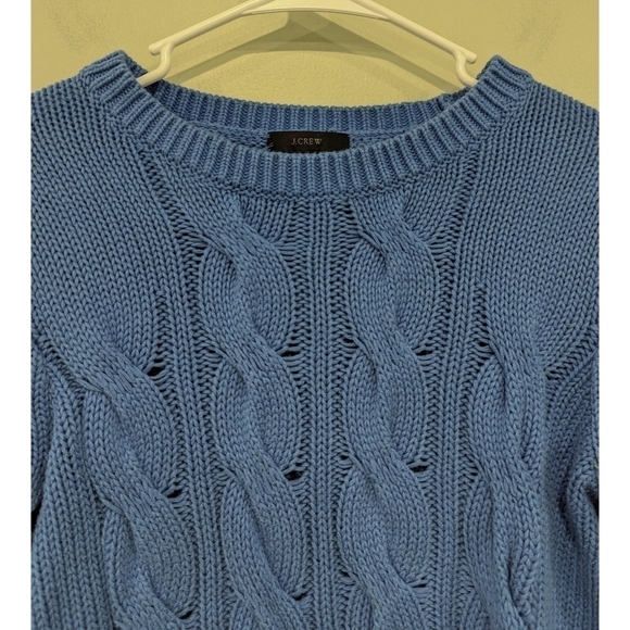 J. Crew Cotton Cableknit Blue Sweater Size Small - Picture 3 of 7